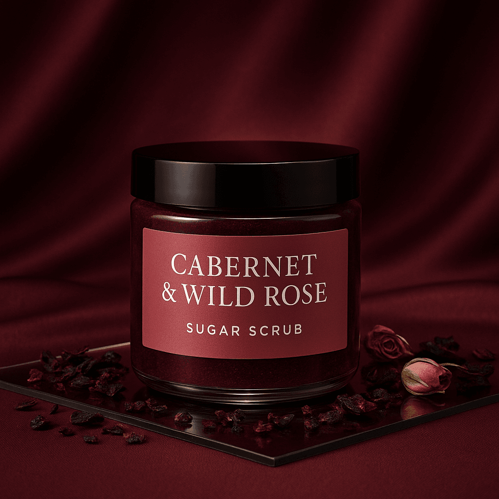 Cabernet & Wild Rose sugar scrub jar