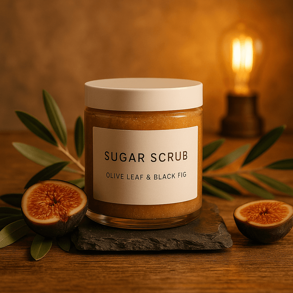Olive Leaf & Black Fig sugar scrub jar