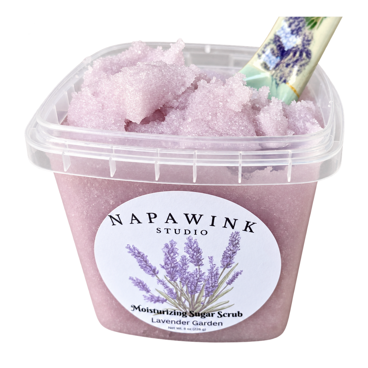 Lavender Garden scrub, open container