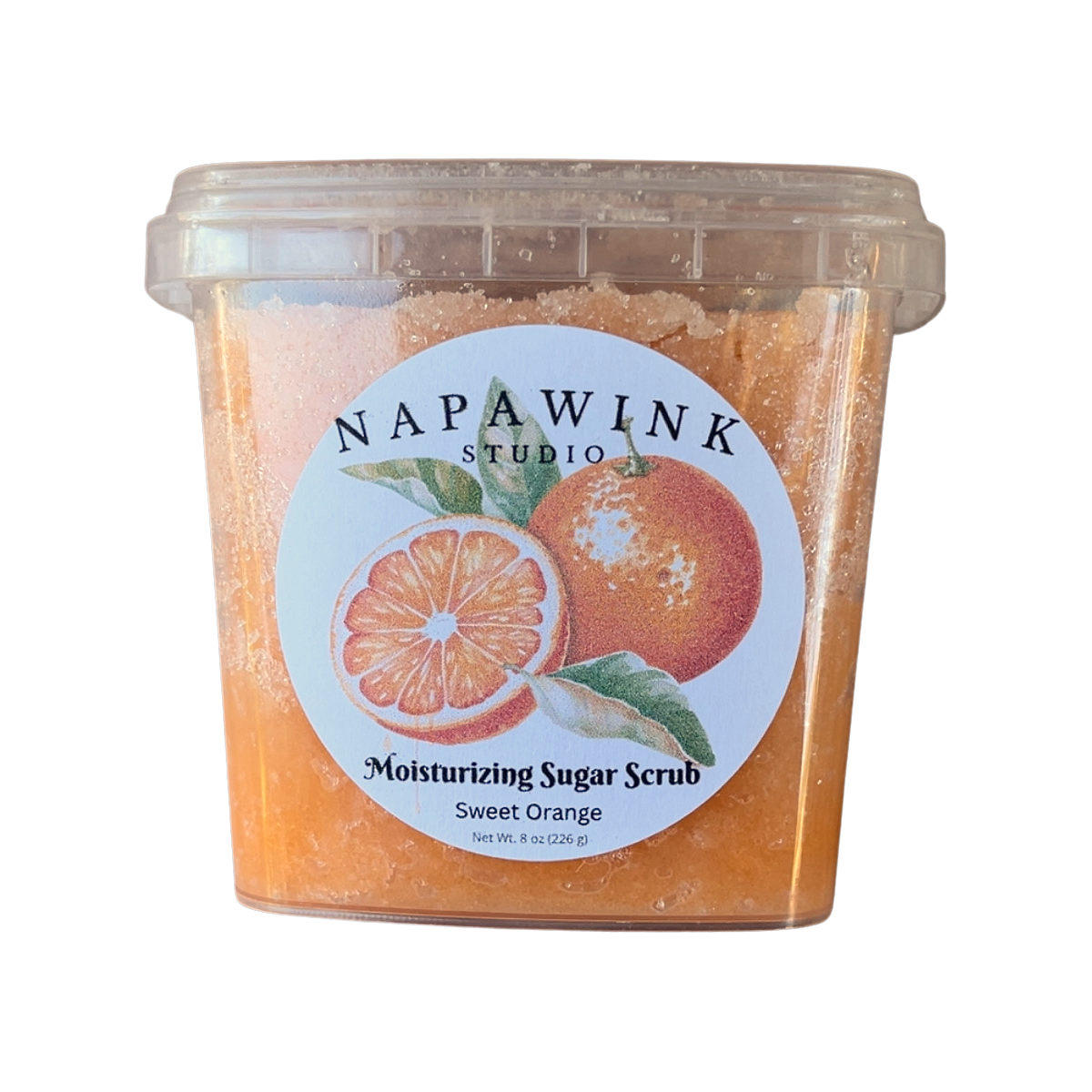 Sweet Orange scrub, closed container