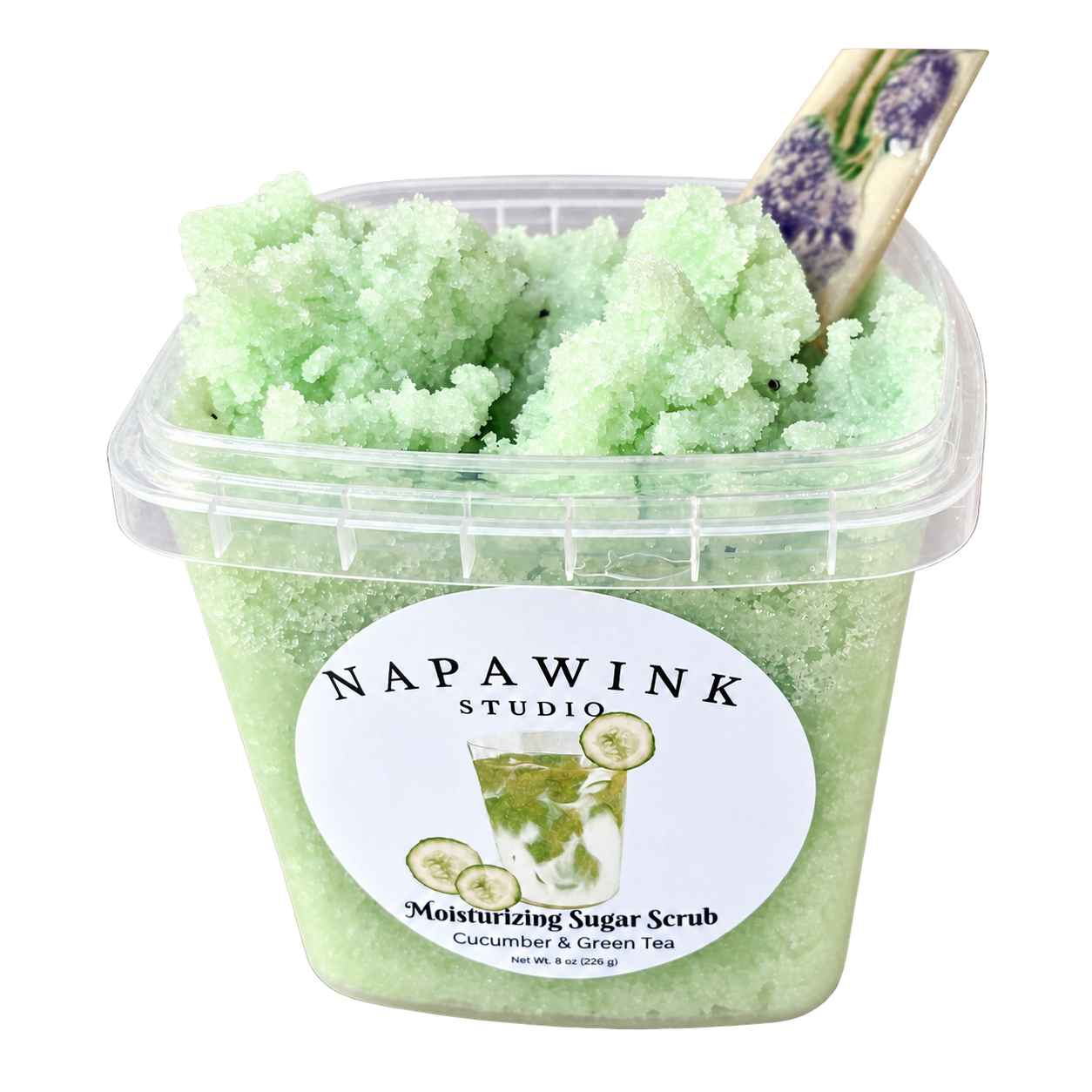 Cucumber & Green Tea scrub, open container