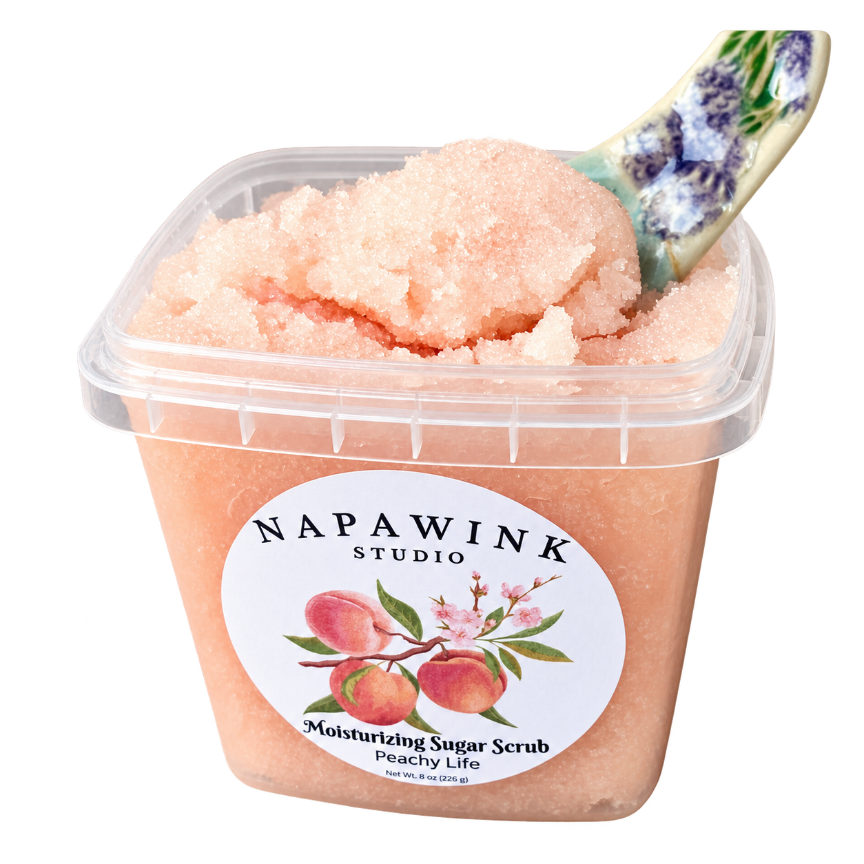 Peachy Life scrub, open container